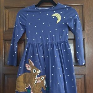 Mini Boden Bunny, Moon & Star Appliqué Dress EUC
